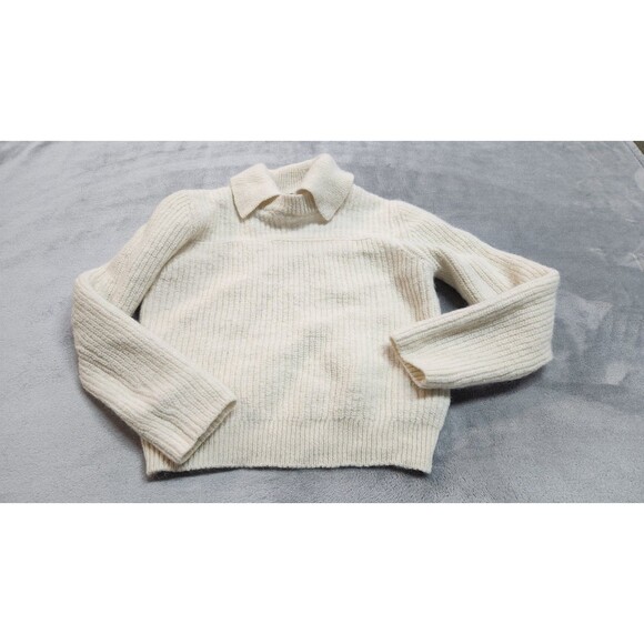 Rag & Bone Women's Large Madix Wool & Alpaca Blend Ivory Sweater Polo - Picture 1 of 5